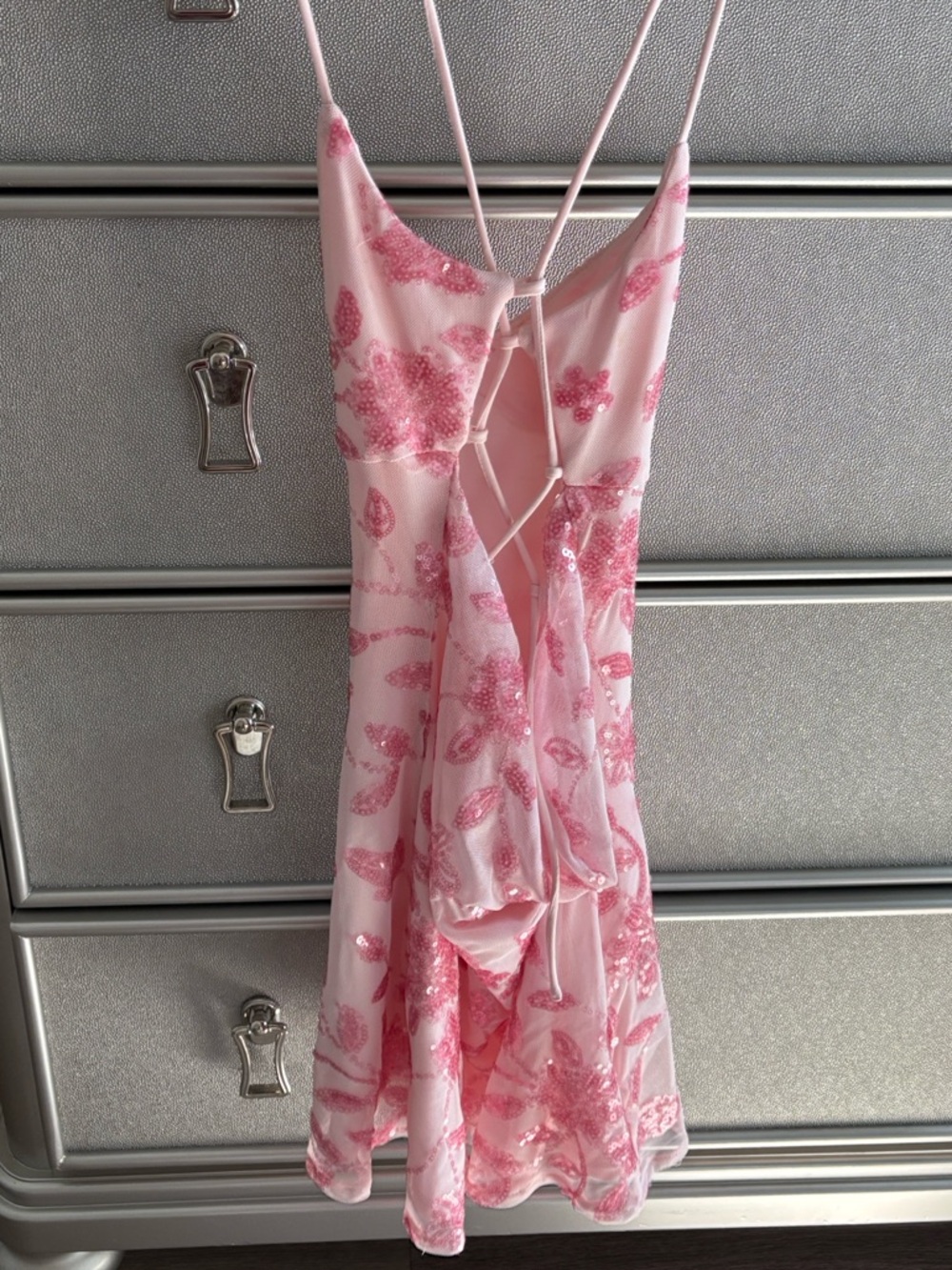 Beginning Boutique Pink Sequin Party Mini dress size US 0 like new condition - Picture 2 of 6